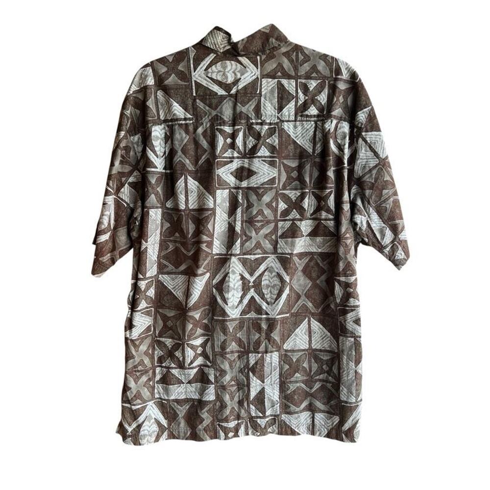 Cooke Street Honolulu Vintage Men's Brown Tribal Hawaiian Shirt Size Large - Picture 2 of 8